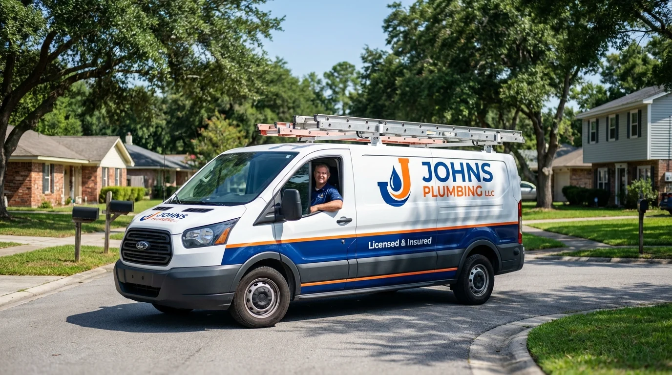 Johns Plumbing LLC service van in Florham Park, NJ