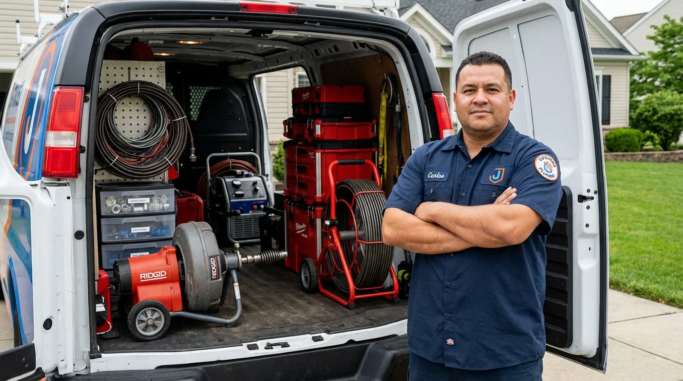 Professional drain cleaning equipment and Johns Plumbing LLC plumber in Florham Park